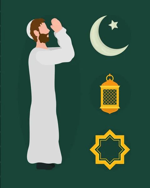 Iszlám ember és szimbólumok — Stock Vector