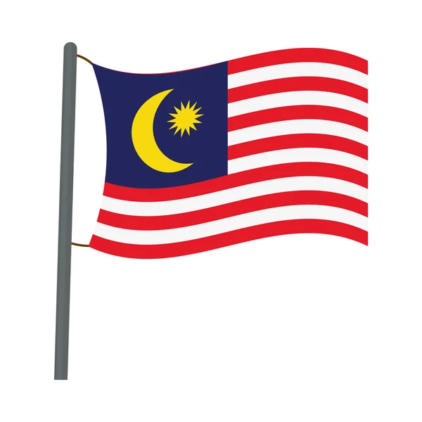 Drapeau de Malaisie en pôle — Image vectorielle