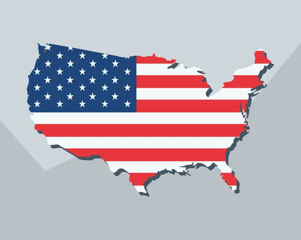 Прапор США на карті — стоковий вектор
