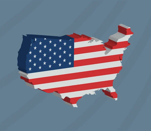 США ізометрична карта і прапор — стоковий вектор