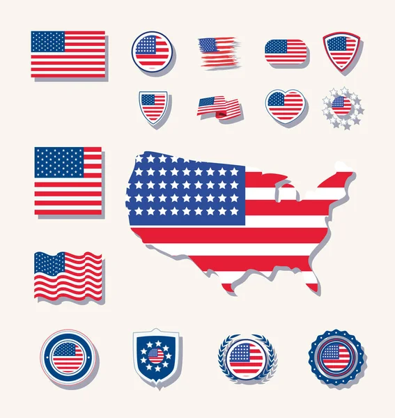On altı ABD bayrak simgesi — Stok Vektör