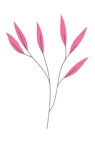 Rama con hojas rosadas — Vector de stock