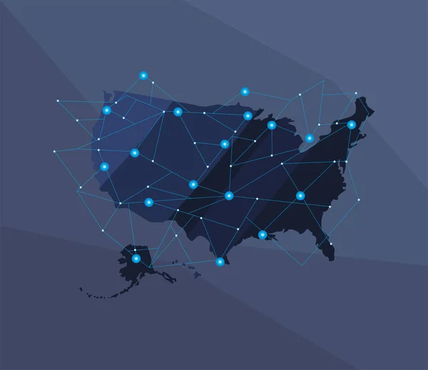 Usa map with network — Stock Vector