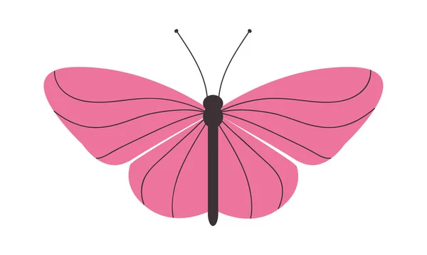 Ikon kupu-kupu merah muda - Stok Vektor
