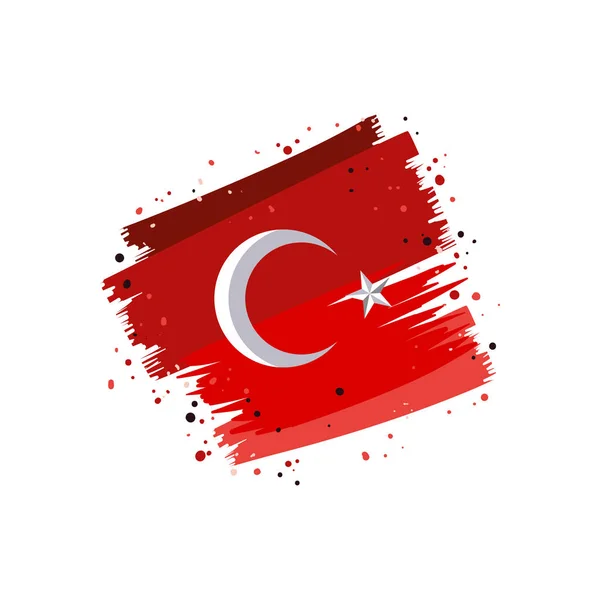 Pennellate dipinte con bandiera turca — Vettoriale Stock