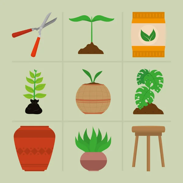 Ensemble d'icône de plantation — Image vectorielle