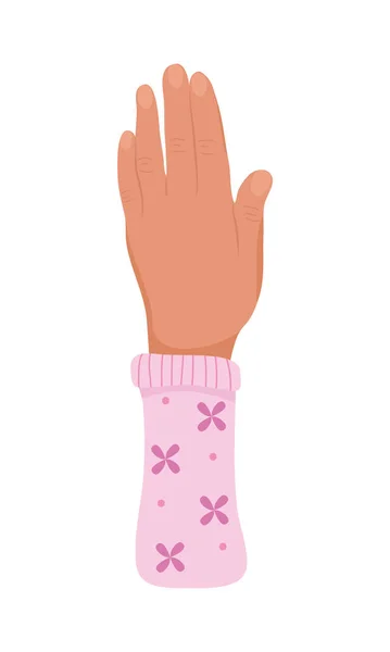 Main avec manche florale — Image vectorielle