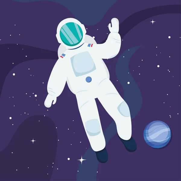 Astronaute et neptun — Image vectorielle