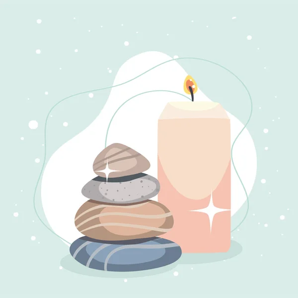 Piedras y velas perfumadas — Vector de stock