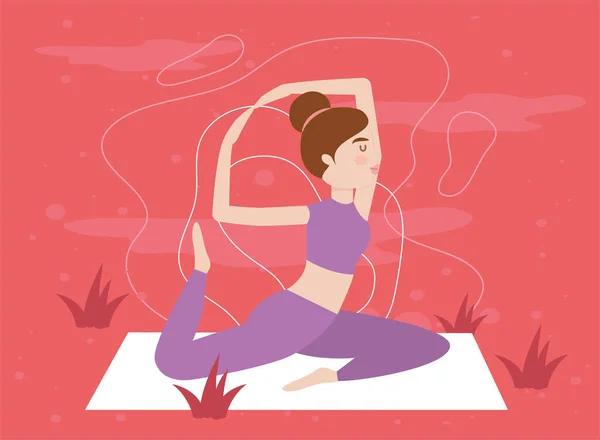 Mooie vrouw het beoefenen van yoga — Stockvector