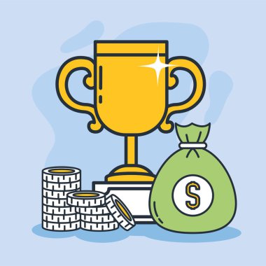 Altın kupa ve para çantası.