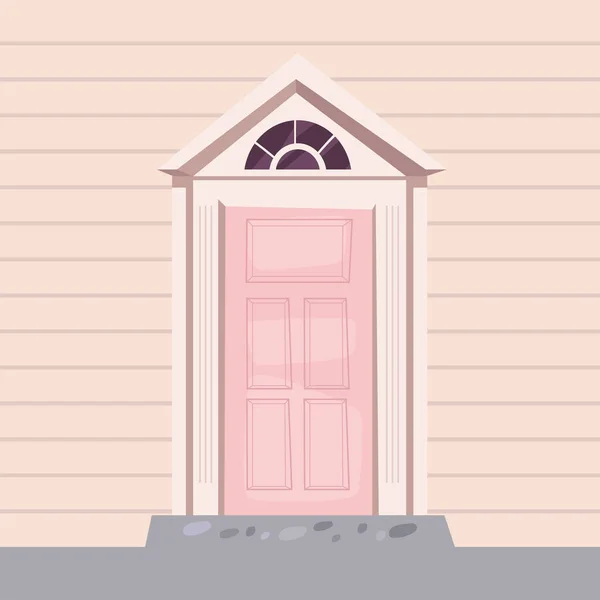 Escena de la puerta delantera rosa — Archivo Imágenes Vectoriales