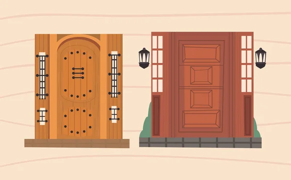 Pair fronts doors — стоковый вектор