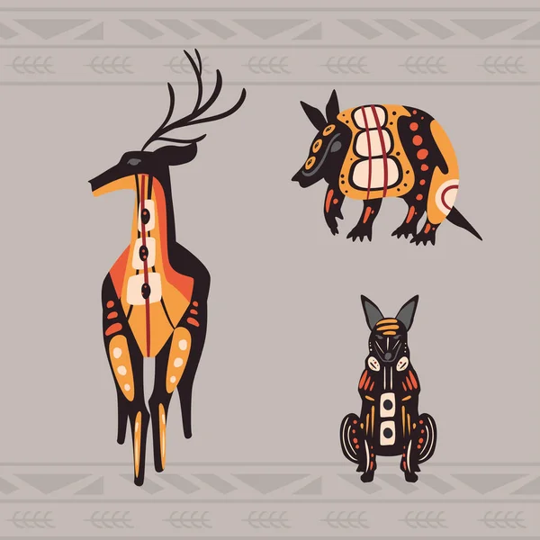 Trois animaux indigènes — Image vectorielle