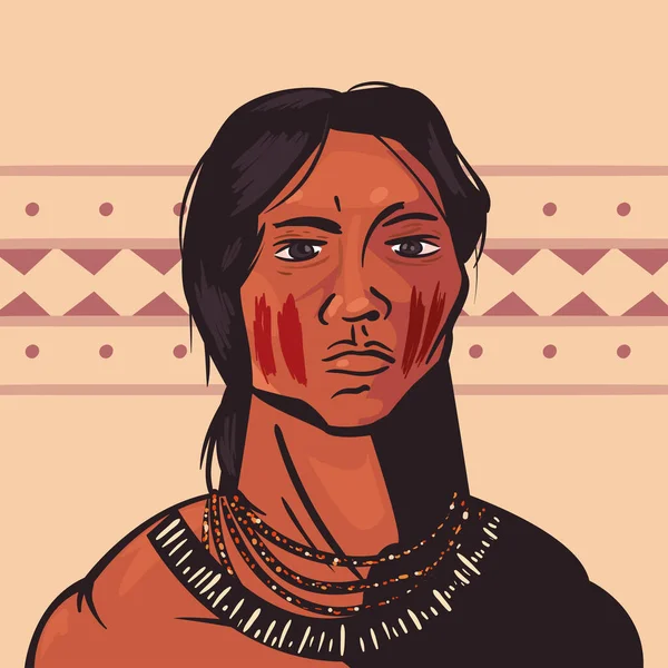Cena indígena feminina — Vetor de Stock