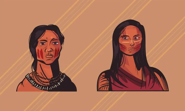 Due donne indigene — Vettoriale Stock