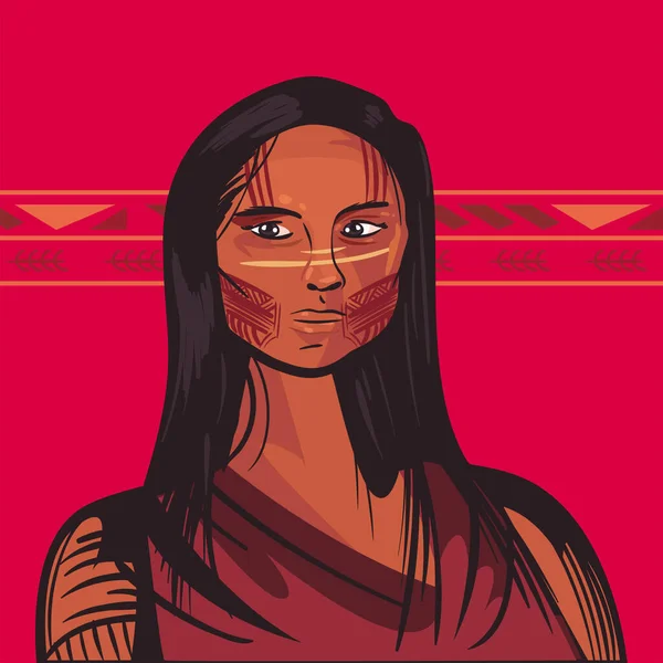 Caráter indígena feminino — Vetor de Stock