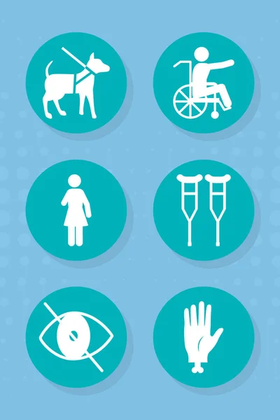 Símbolos de accesibilidad para discapacitados — Vector de stock