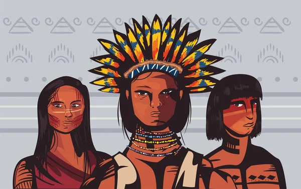 Group of indigenous — стоковый вектор