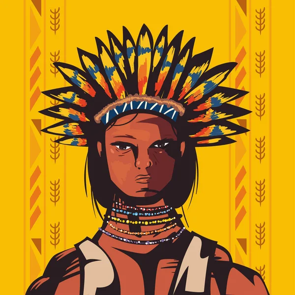 Male indigenous chief scene — стоковый вектор