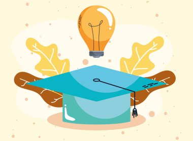 graduation hat and bulb