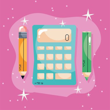 colors pencils and calculator
