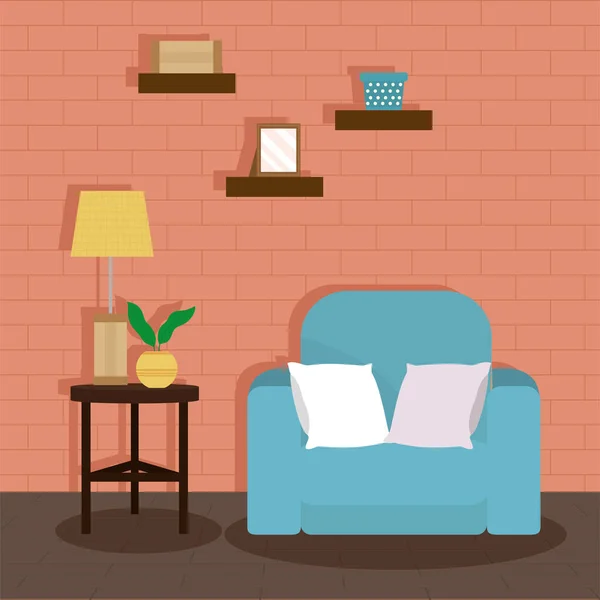 Obývací pokoj pohodlný dům — Stockový vektor