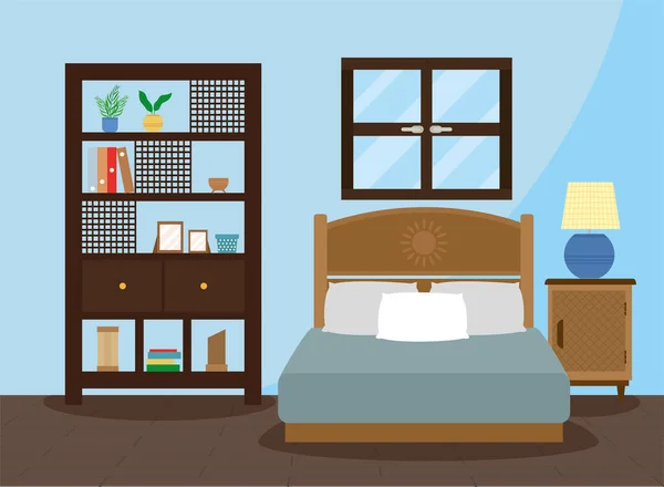 Dormitorio casa cómoda — Vector de stock