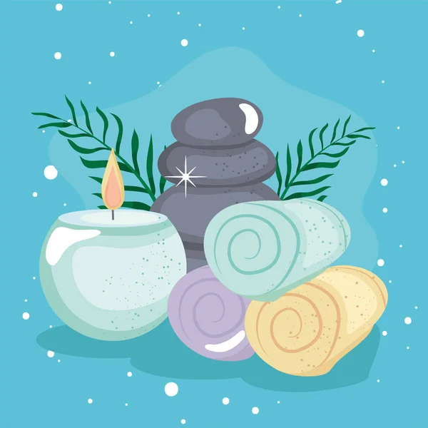 Spa rocks and candle wax — Stock Vector