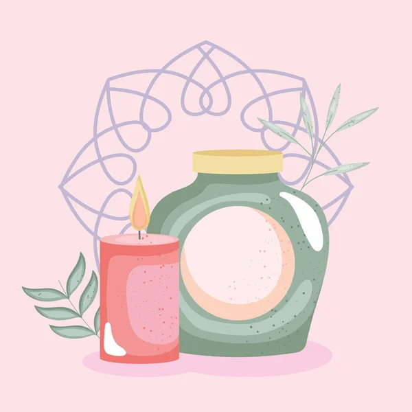 Spa candle and bottle — ストックベクタ