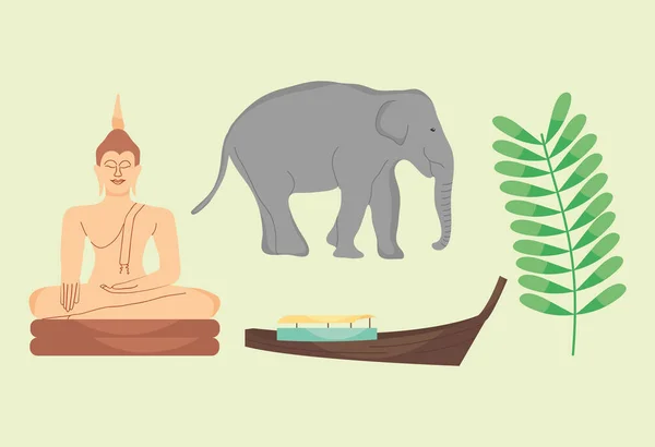 Buddha und Thai-Symbole — Stockvektor