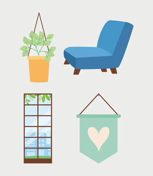 Stuhl und Wohnkultur — Stockvektor