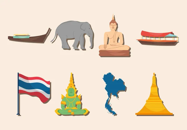 Thailand symbols set — Stock Vector