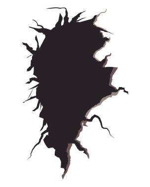 Kara delikle çatlamış duvar