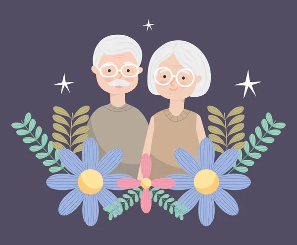 Happy old couple illustration — Stockvector