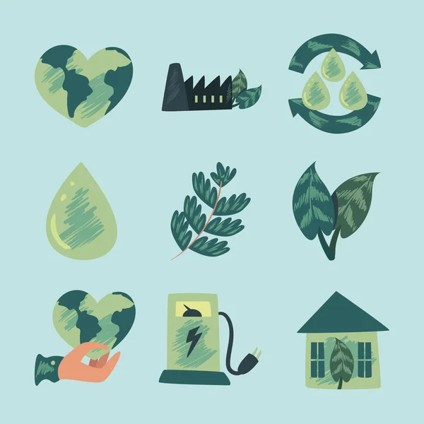 Conjunto de símbolo ecológico y verde — Archivo Imágenes Vectoriales