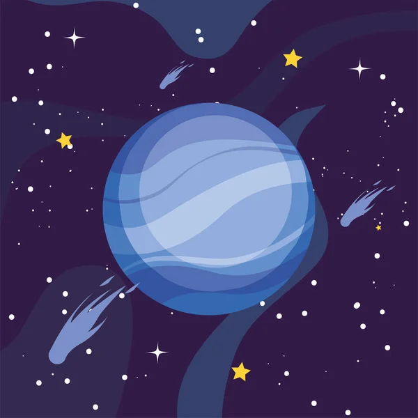 Neptune y estrellas fugaces — Vector de stock