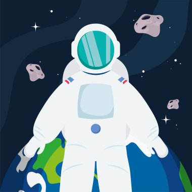Dünya 'nın önündeki astronot
