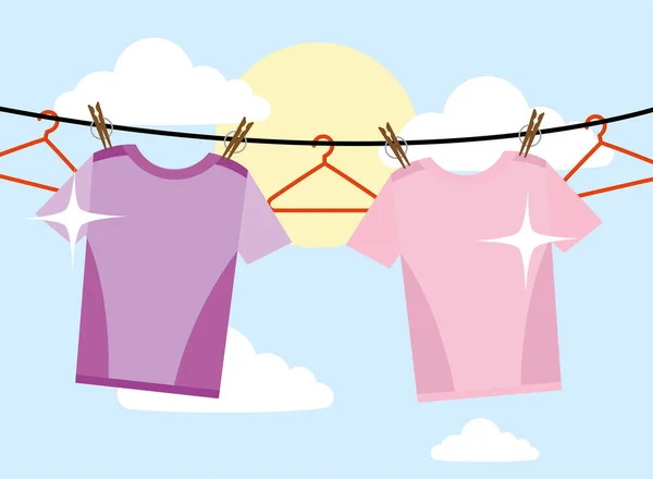 Tröjor och hängslen för tvätt — Stock vektor