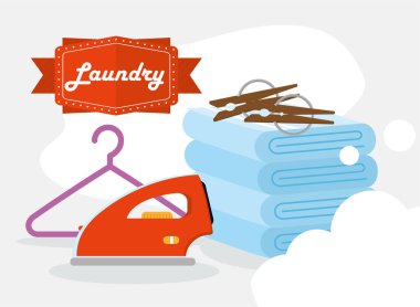 Çamaşır havluları demir askılar ve mandallar.