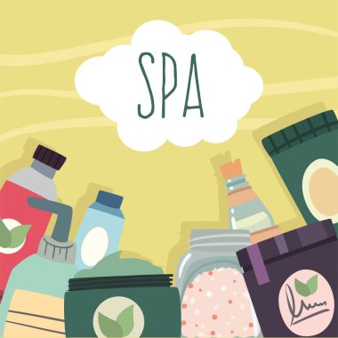 Spa krem kavanozları ve şişe koleksiyonu