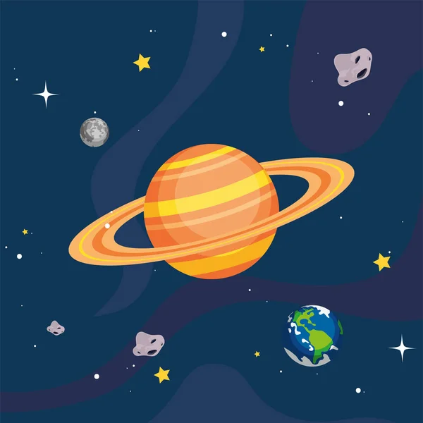 Saturna a planety — Stockový vektor
