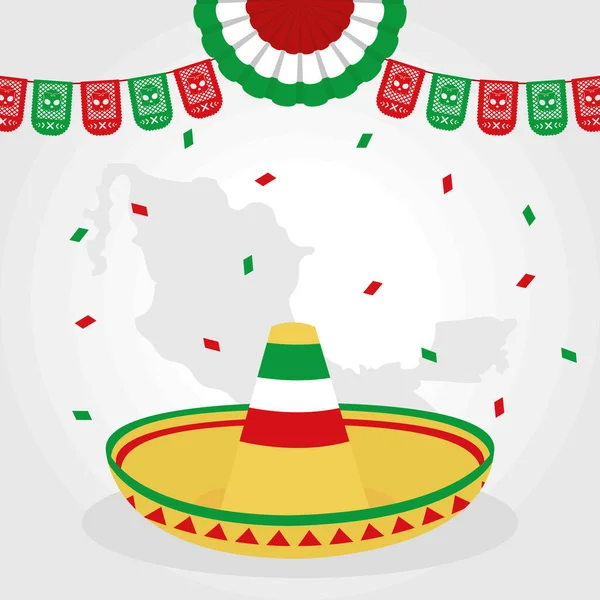 Ilustración mexicana con sombrero — Vector de stock