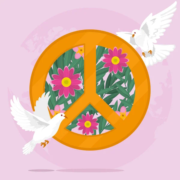 Símbolo de paz floral ilustración — Vector de stock