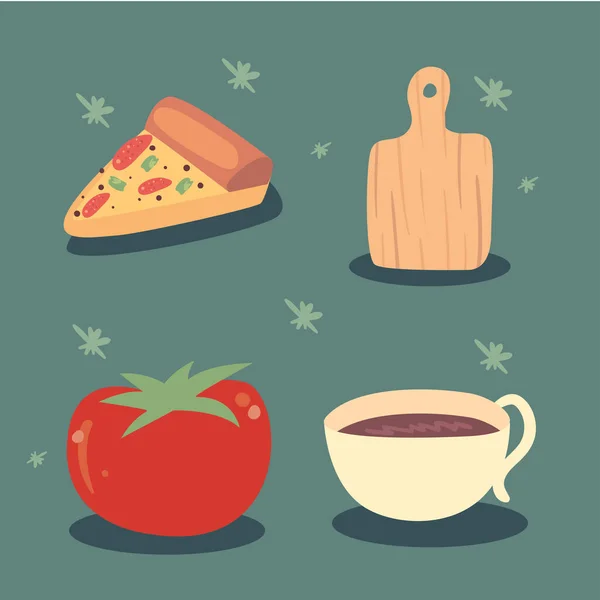 Четыре иконы домашней еды — стоковый вектор