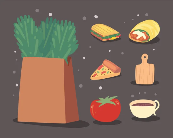 Sedm ikon domácí stravy — Stockový vektor