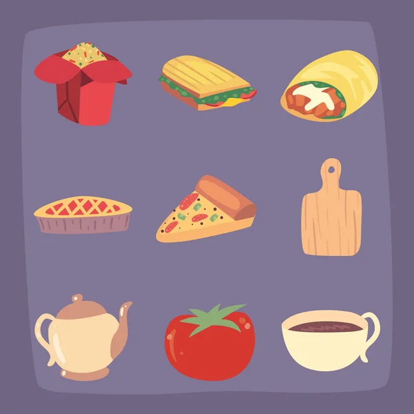 Домашня їжа дев'ять ікон — стоковий вектор