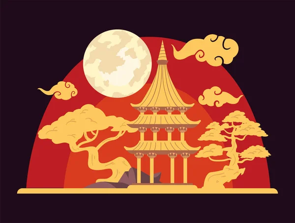 Chińska pocztówka księżycowa — Wektor stockowy