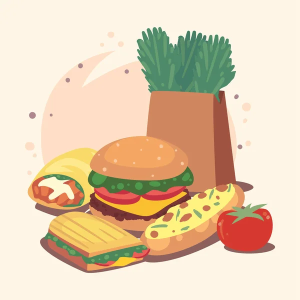 Essen und Tasche für zu Hause — Stockvektor