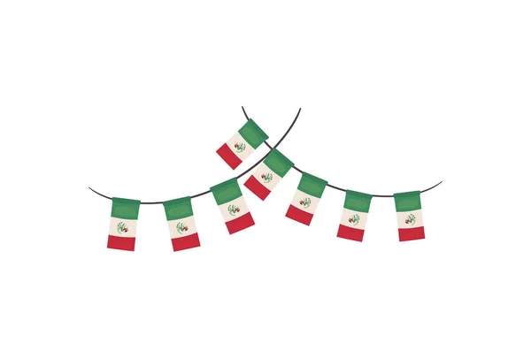 Banderas mexicanas en guirnaldas — Vector de stock